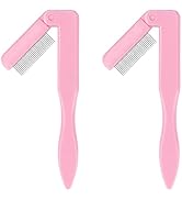 G2PLUS 2PCS Folding Eyelash Comb, Eyelash Separator Tool, Pink Eyebrow Comb Metal Teeth, Eyelash ...