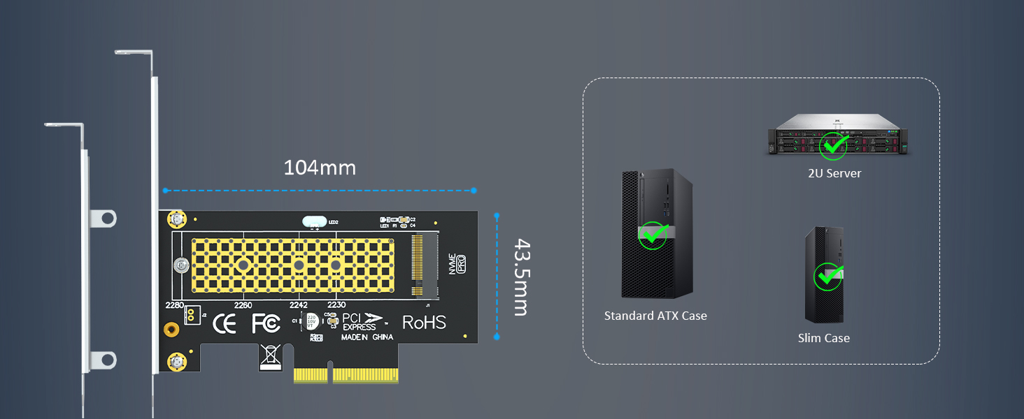 GLOTRENDS PA09-HS M.2 NVMe to PCIe 4.0 X4 Adapter with M.2 Heatsink