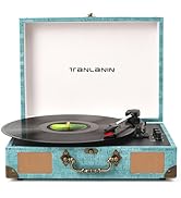 TANLANIN Vinyl Record Player with Bluetooth Output &amp; Input, Treble &amp; Bass Control, Vintage 3-Spee...