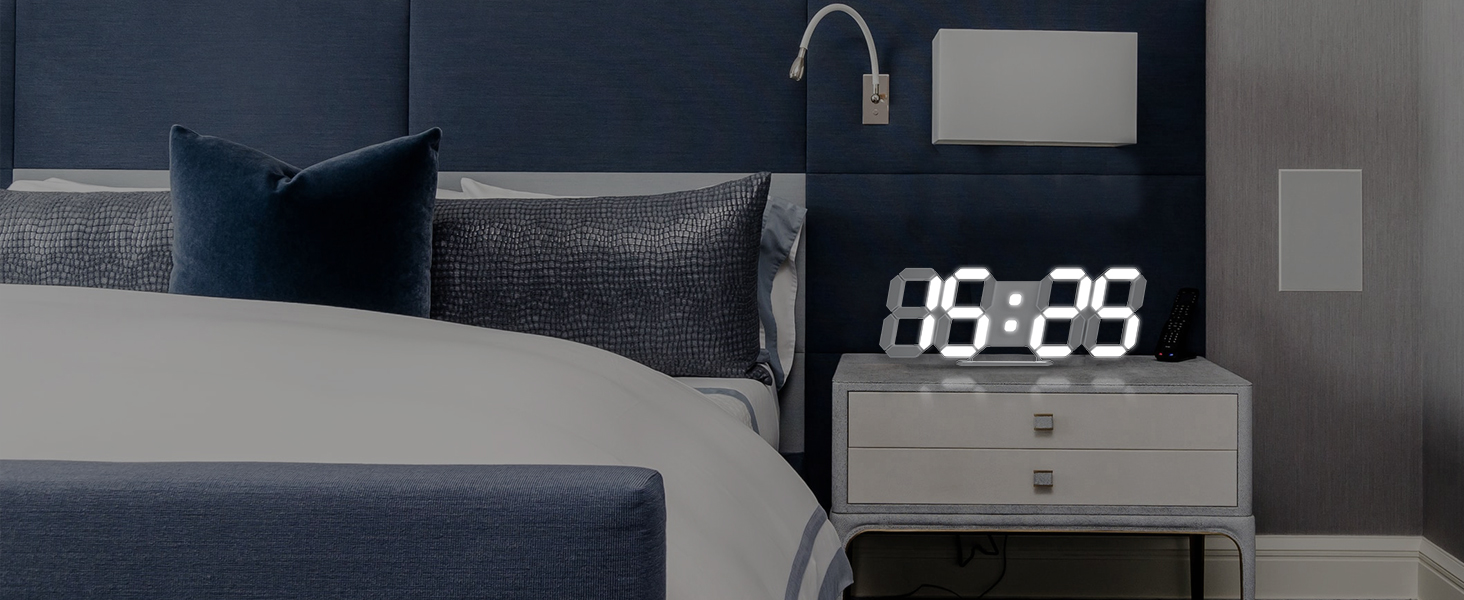 EDUP Home 3D LED Digital Wall Clock Desk Alarm Clock with Remote Control