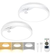 slochi 2 Pack Battery Operated Ceiling Light, Rechargeable Motion Sensor Closet Light with Remote...
