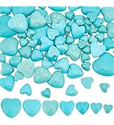 PH PandaHall 74pcs Turquoise Stone Cabochons, 7 Sizes Heart Gemstone Tiles Blue Texture Gemstone ...
