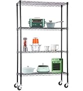 4-Tier Adjustable NSF-Certified Metal Shelf 36L x 14W x 62H Wire Shelving Unit Storage with Wheel...