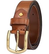TYWestyles 1.3‘' Womens Leather Belt for Jeans Pants with Gold Buckle