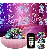 MINGKIDS Unicorn Girl Toys Age 3-10,Night Light Projector- Multi Colors Rotating Remote, 3 Films ...