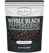 Sea Salt Superstore Premium Whole Black Peppercorns | 14 oz Resealable Bag | Non-GMO, Kosher Cert...
