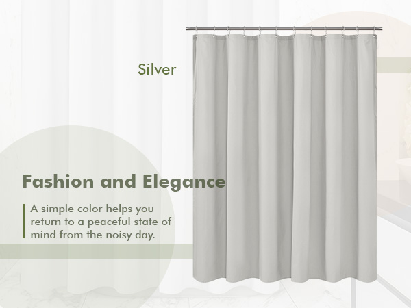 silver embossed microfiber shower curtain liner with magnets