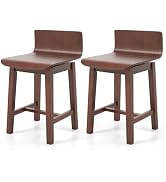 Giantex Swivel Dining Chairs Set of 2, Farmhouse Wooden Kitchen Chairs w/Solid Rubber Wood Frame ...