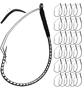 Dovesun 30PCS Weedless Wacky Rig Hooks Worm Fishing Hooks for Bass Fishing Size 1# 1/0 2/0 for Ne...
