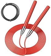 CRHOEIQ Speed Jump Rope for Men Women, Fitness Skipping Rope with Aluminium Handle and 2 Ropes, S...
