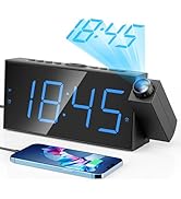 Digital Projection Alarm Clocks for Bedrooms - Large LED Display, 180° Rotatable Projector, 5-Lev...