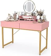 WESTREE Women Makeup Vanity Desk Without Mirror White - Bedroom Home Office Desk with Drawer, Woo...