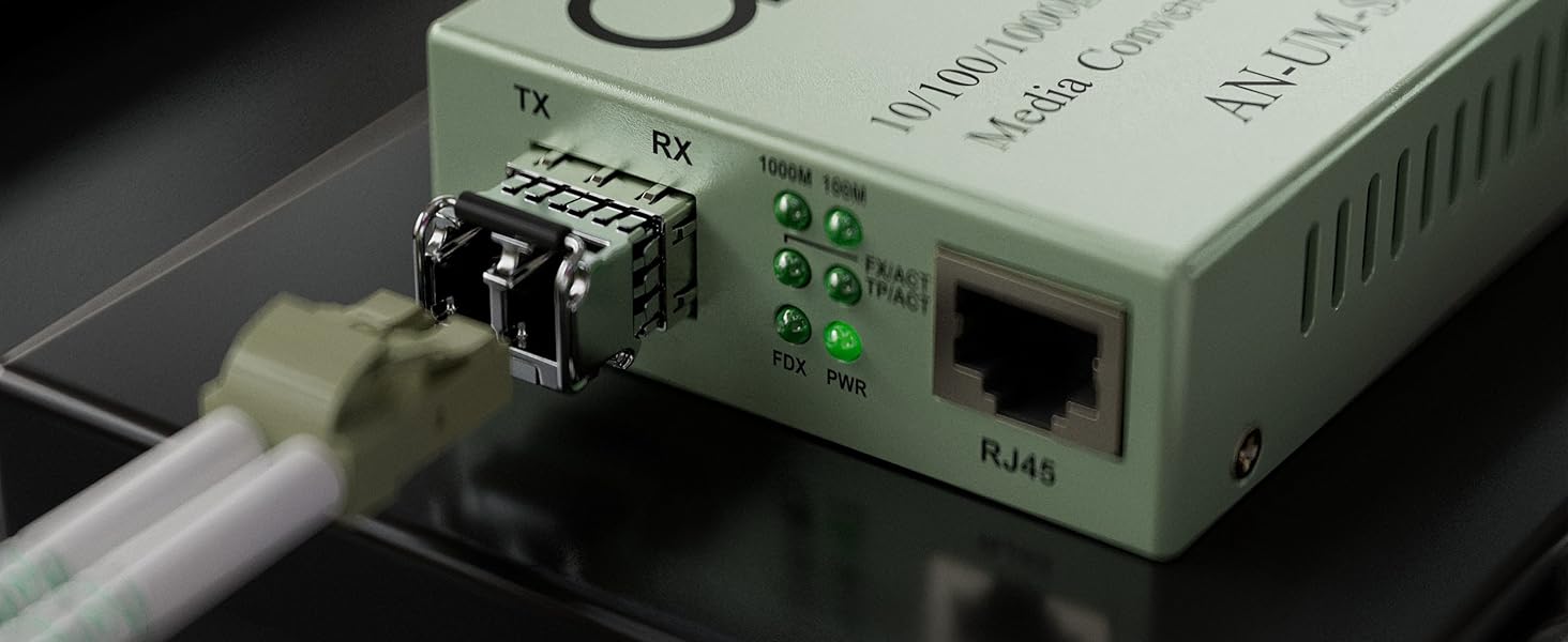 connect LC om3 fiber to lc port of fiber to ethernet media converter