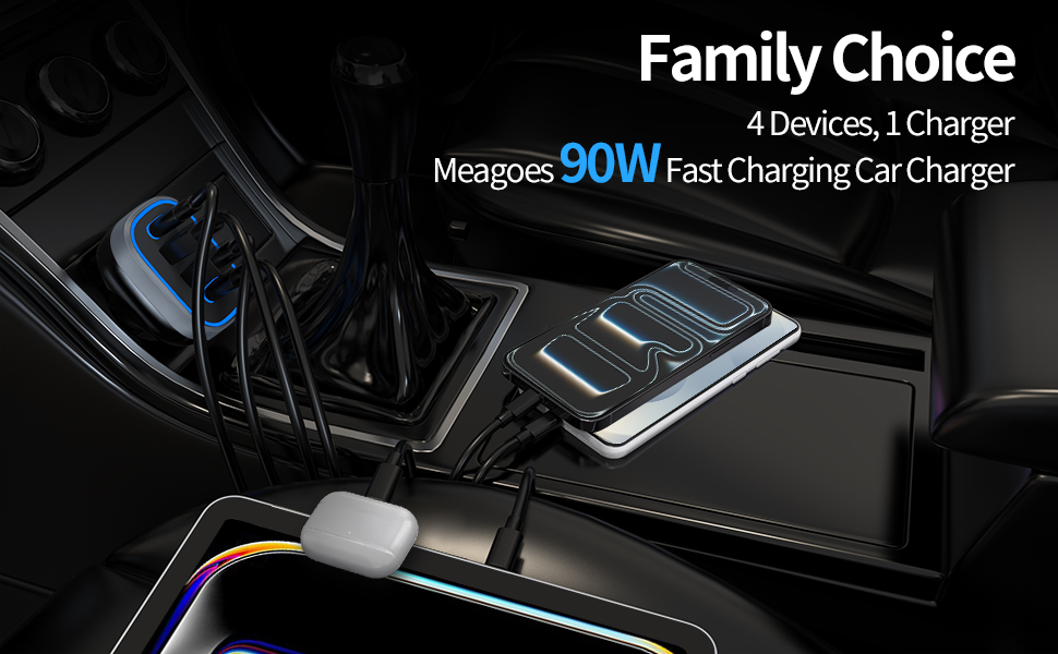 Fast Charge Dual 45W Port Type C and 22.5W USB Cargador Carro Lighter Adapter