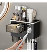 MOPMS Toothbrush Holders, Wall Mounted Toothbrush for Bathroom, Automatic Toothpaste Dispenser Sq...