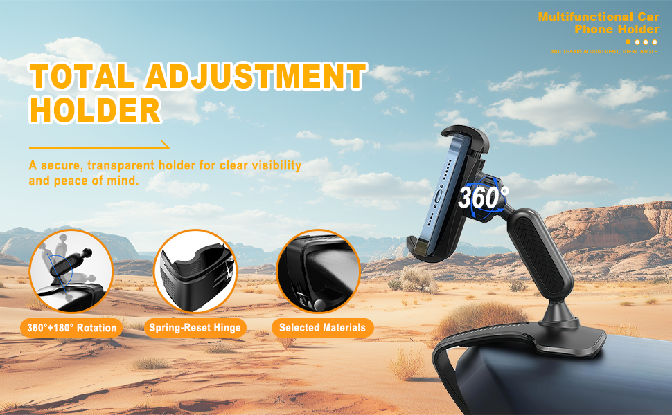 Car Phone Holder Mount, 360 Degree Rotation Car Dashboard Phone Holder