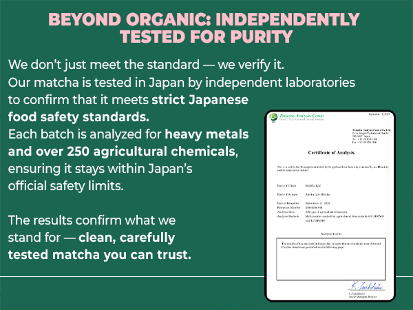 matcha certifications of quality