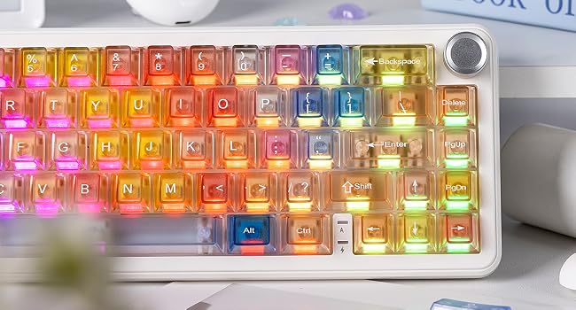 Clear keycaps Set,Translucent Jelly Key caps Shine Through keycaps,Cherry Profile Custom keycaps