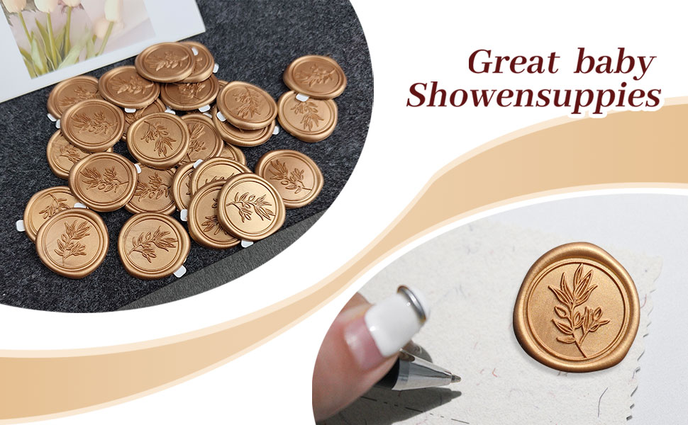 Gold Olive Branch Wax Seal Stickers