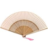 ffscafscn Hand Fan for Vintage Japanese Bamboo Silk Elegant for Dance Music Festival Wedding Chur...