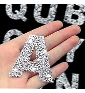 Gleihow 35 Pcs Rhinestone Iron on Letter Patches Bling Rhinestone Letters Glitter Rhinestone Alph...