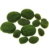 LJY 12 Pieces Assorted Sized Artificial Moss Rocks Decorative Faux Stones for Floral Arrangements...
