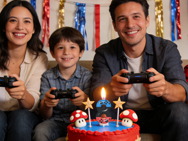 A family is celebrating a happy birthday for their child