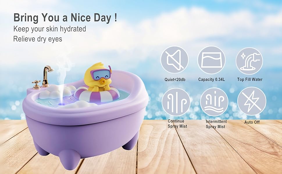 Top Fill 0.34L Desk Mini Humidifier Aroma Diffuser Cool Mist 20db Quiet