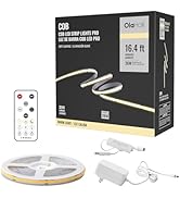 Olaholii 3000K COB LED Strip Light with Remote, 16.4ft Dimmable Bright Warm White LED COB Strip L...