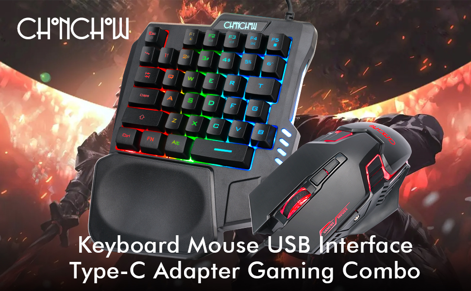 Keyboard Mouse USB Interface Type-C Adapter Gaming Combo