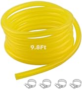 9.8Ft Rubber Car Small Engine Fuel Line Hose OD 12mm/ID 8mm with 4PCS Clamps,Flexible Cars Gas Li...
