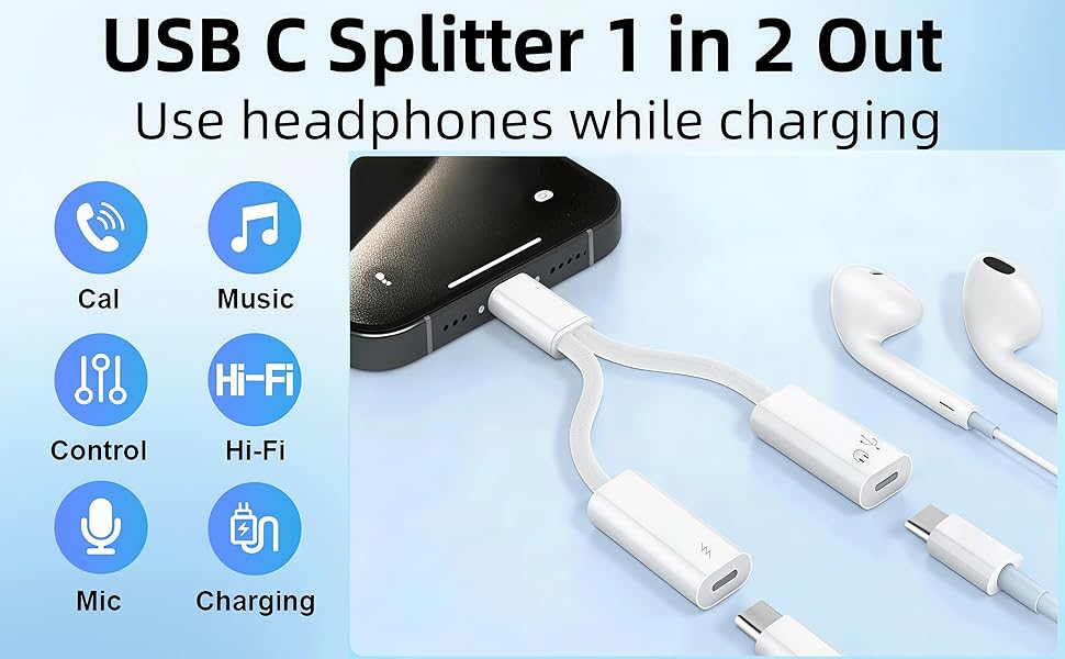 usbc splitter 1 in 2 out,usbc splitter,usb c splitter,type c splitter