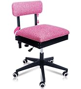 Pink Power Sewing Chair with Wheels and Adjustable Back Support - Hydraulic Armless Machine Chair...