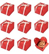 Craftdady 10Sets Red Square Paper Gift Boxes Pack Decorative Gift Boxes with Ribbons for Presents...