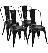 Sweetcrispy Metal Dining Chairs Set of 4, 18 Inch Stackable Restaurant Classic Trattoria Metal Ch...
