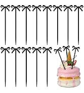 Housoutil Black Bow Cocktail Picks, 60PCS Bow Food Picks, Bow Plastic Fruit Stick Toothpicks for ...