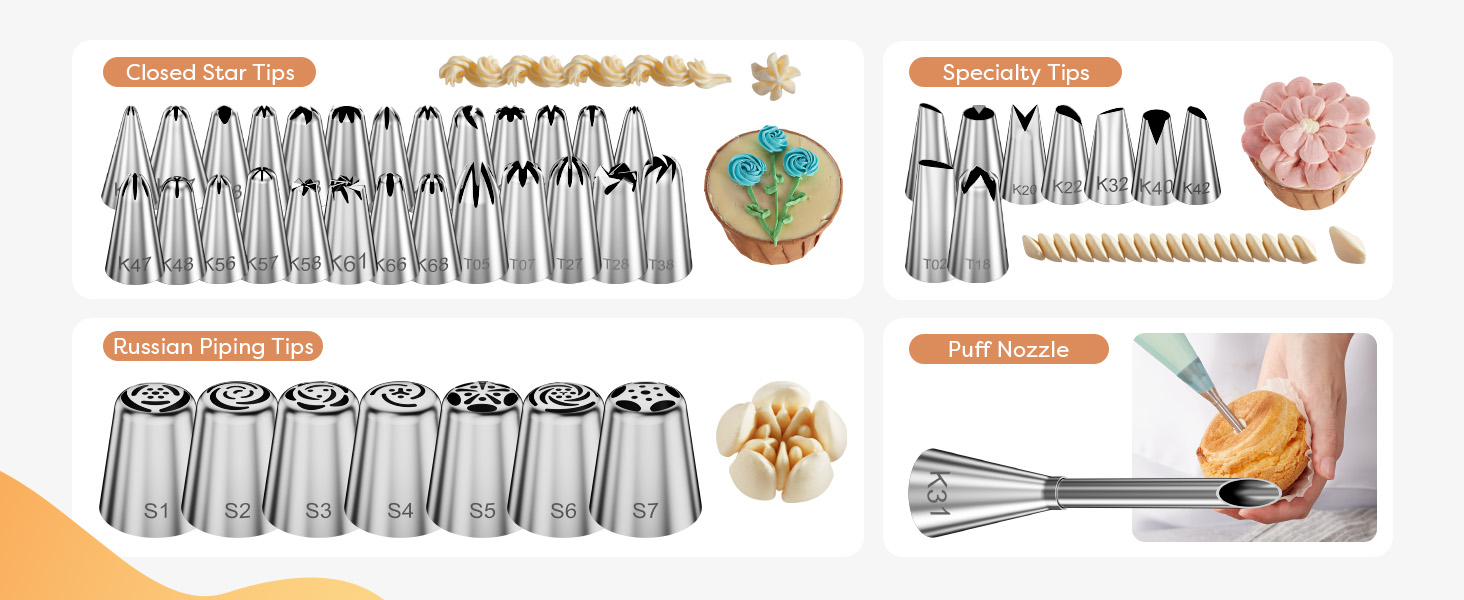 piping bags and tips set