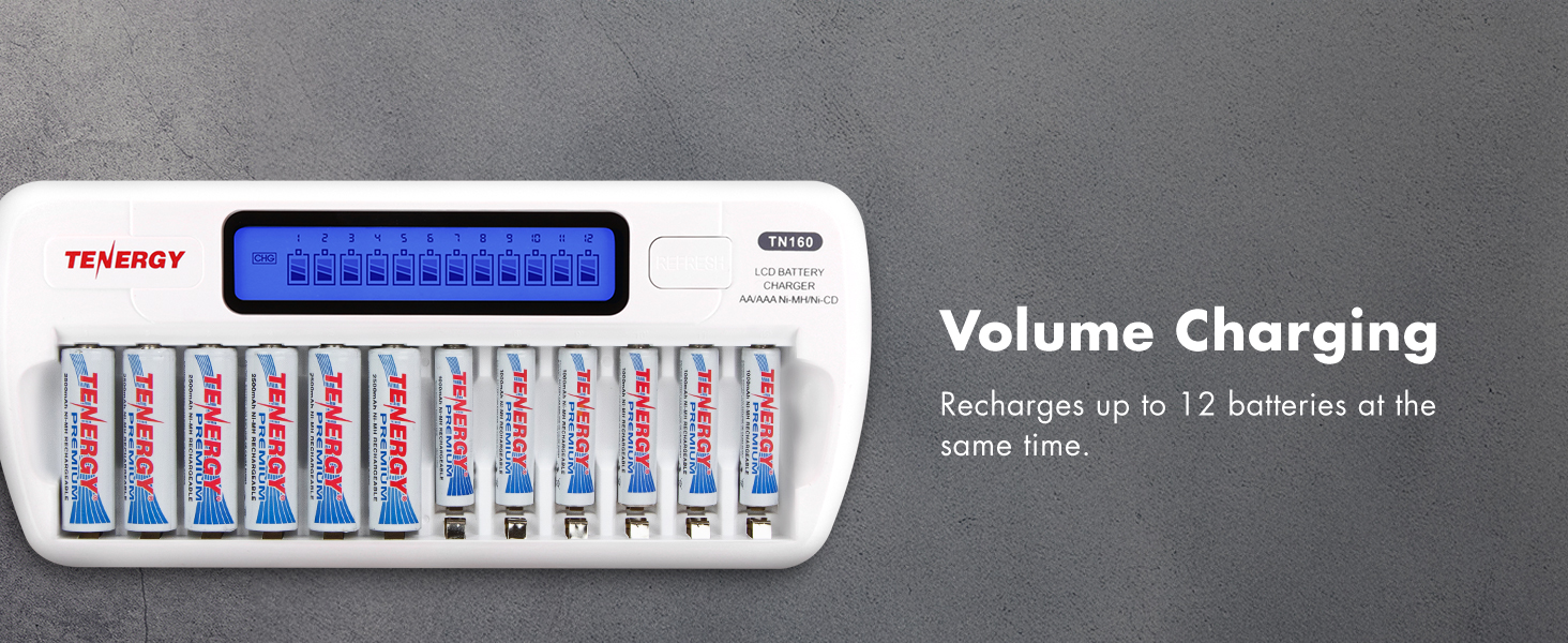 recharges up to 12 batteries at the same time