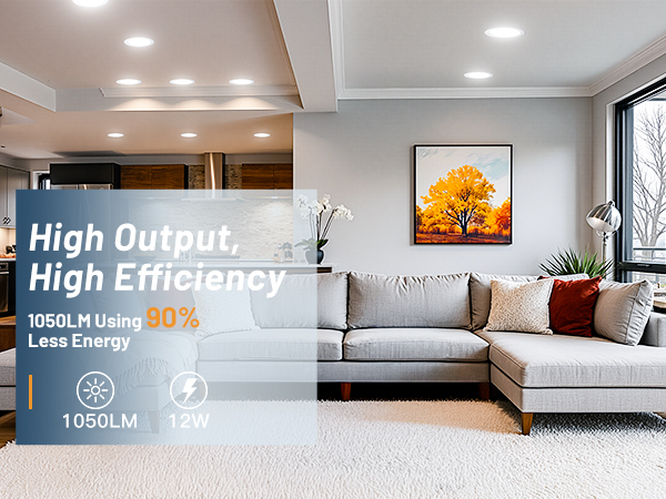 High Output, High Efficiency, 1050LM Using 90% Less Energy