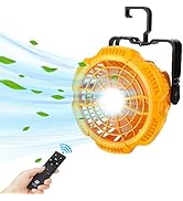 YEX-BUR Fan for Dewalt 20v Battery, Portable Ceiling Fan with Hanging Hook, Remote, LED Light, Co...