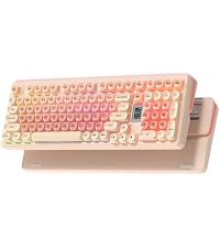 Keymatic Mechanical Keyboard Wireless,98% Pink Creamy Keyboard Gaming Keyboard,3 Mode with Multimedi...