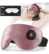 Ezona Cordless Heated Eye Mask for Dry Eyes, Silk Sleep Eye Mask for Travel, Warm Eye Compresses ...
