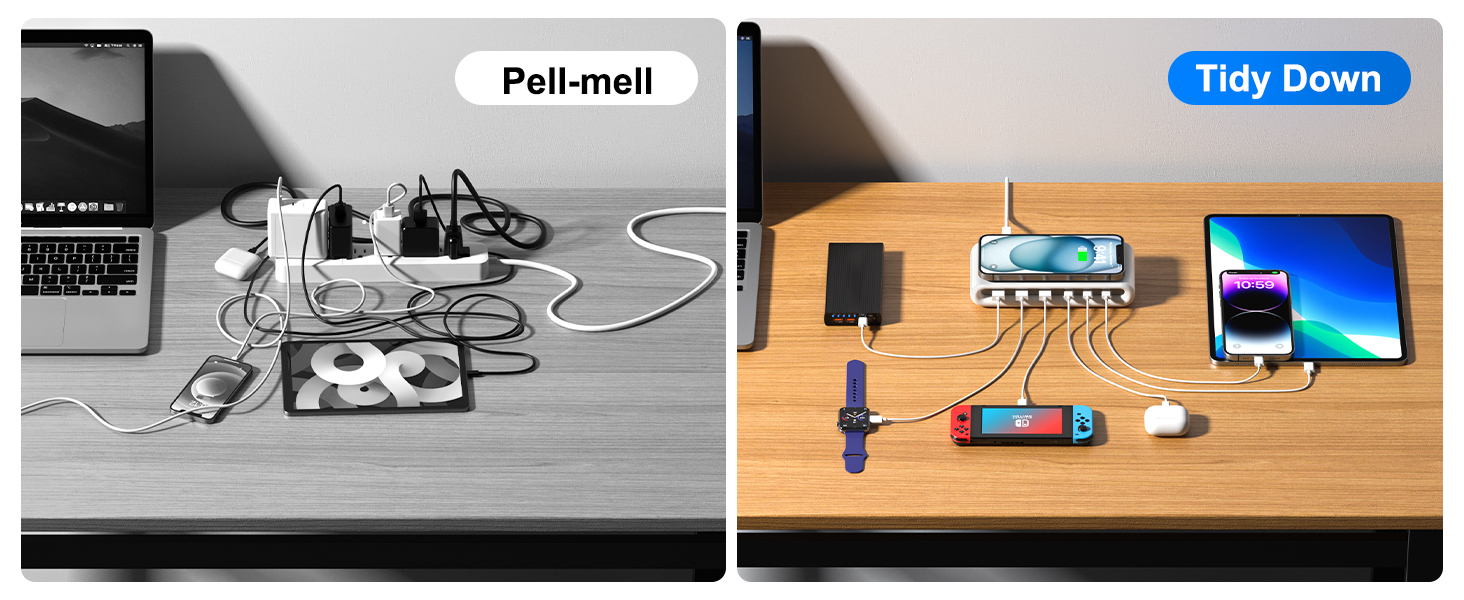desktop organizer usb charging station