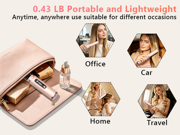 Cordless Hair Straightener Brush, Portable 4500mAh Rechargeable Straightening Comb, MCH Fast Heat