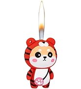 Kawaii 3D Tiger Lighter Cute Cartoon Animal with Chain Necklace Collectible Refillable Lighter Wo...