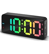 Digital Alarm Clocks for Bedrooms, Dimmable Three Alarm 12/24Hr and Snooze, Plug in LED Digital C...