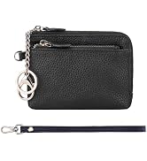 Teskyer Coin Purse Pouch, RFID Blocking Credit Card Holder Zipper Wallet with Wrist Strap and Key...