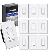 [10 Pack] BESTTEN Dimmer Light Switch, 3 Way or Single Pole, for Dimmable LED, Incandescent, Halo...