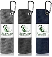 KUUKIKV 3 Pack 16" X 16" Golf Towels for Golf Bags for Men, Premium Waffle-Pattern Golf Towel wit...