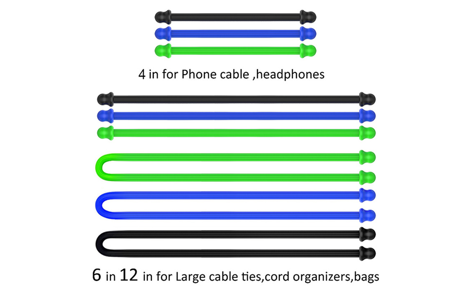 (3 Sizes in 3 Colors) 4-Inch, 6-Inch, 12-Inch for Organizing. (Dia 5mm)